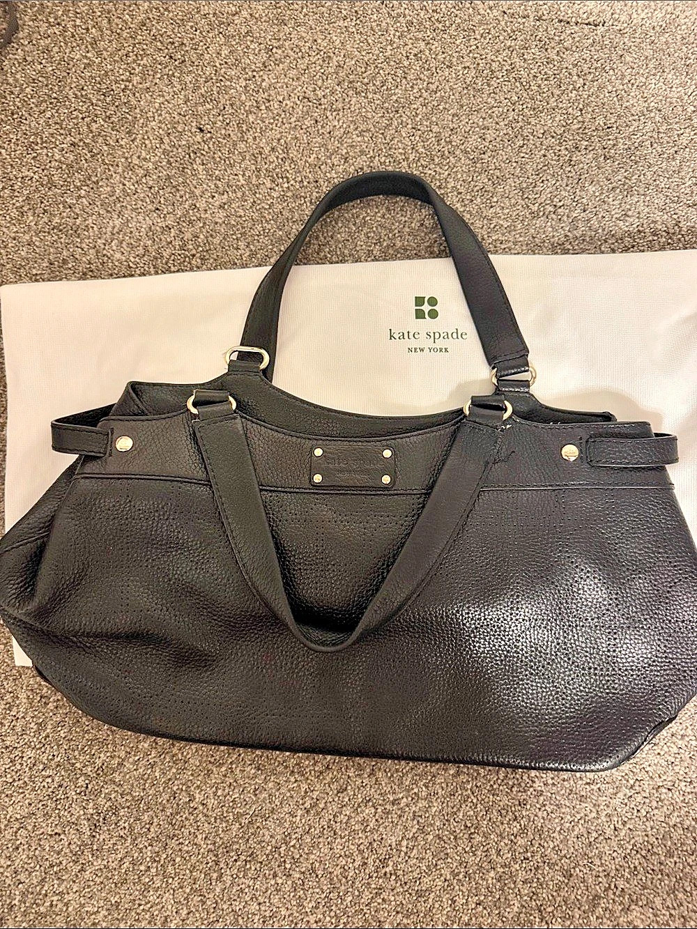 kate spade vintage Black Leather Tote Bag